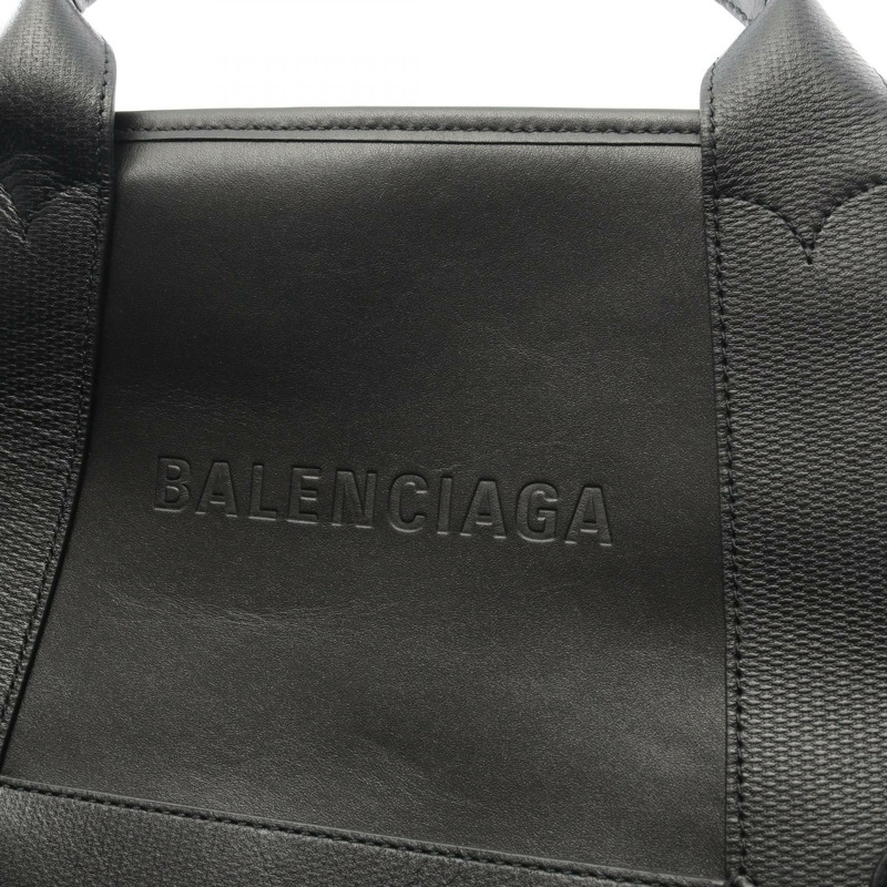 BALENCIAGA 海軍藍 Cabas XS 單肩斜背手提包，黑色皮革，二手-5