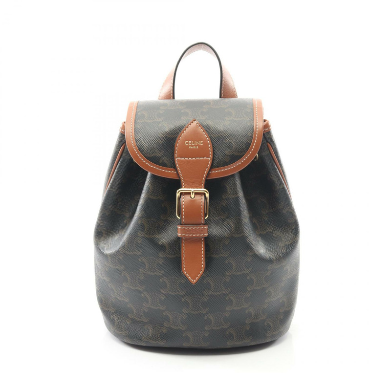 CELINE Mini Falco 雙肩包 Triomphe Rucksack 197662CAS.04LU 帆布皮革 黑色-0