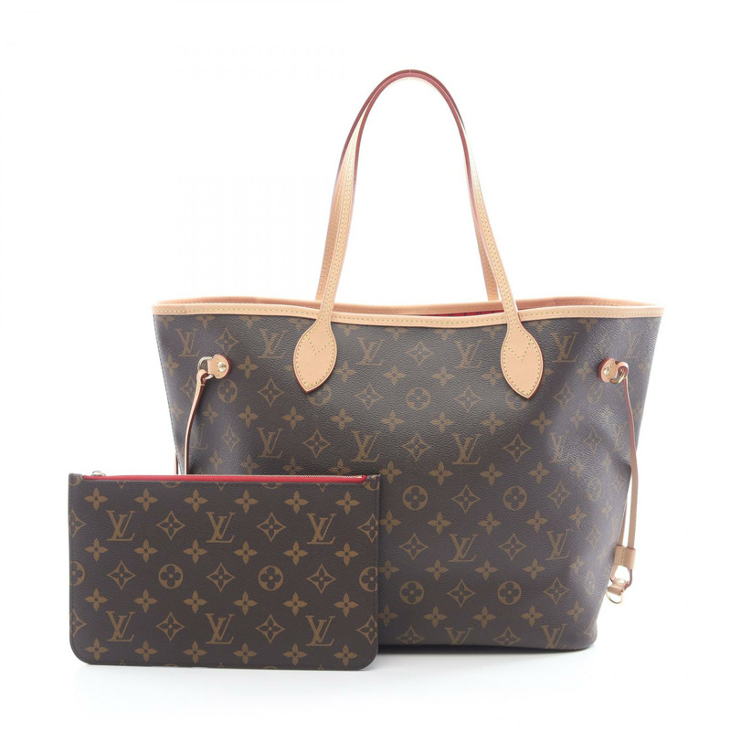 路易威登 Neverfull MM 手提單肩包 M46987 Monogram 帆布 櫻桃紅 二手-0