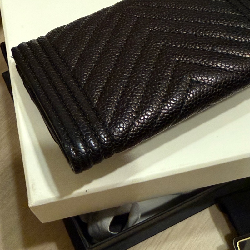 Chanel boy 山形紋 荔枝皮 卡夾 零錢包-7