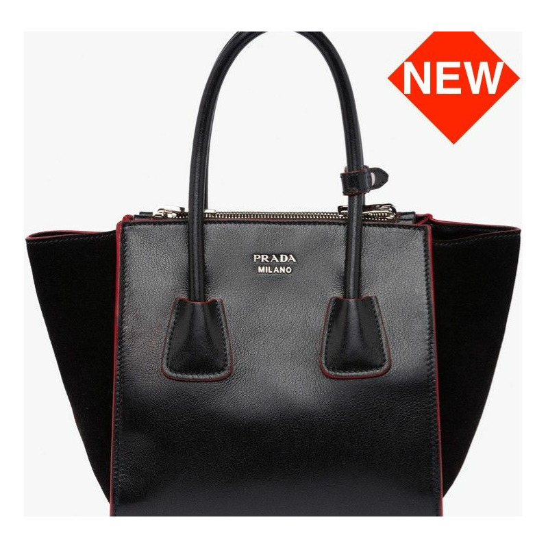 PRADA 黑色真皮手提包/肩背包-0