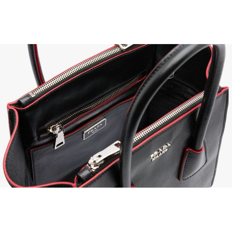 PRADA 黑色真皮手提包/肩背包-5