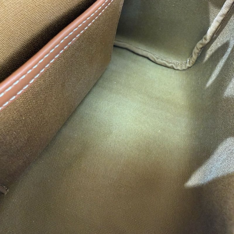 Celine 波士頓 黃褐色 老花 塗層帆布拼牛皮 小號-5