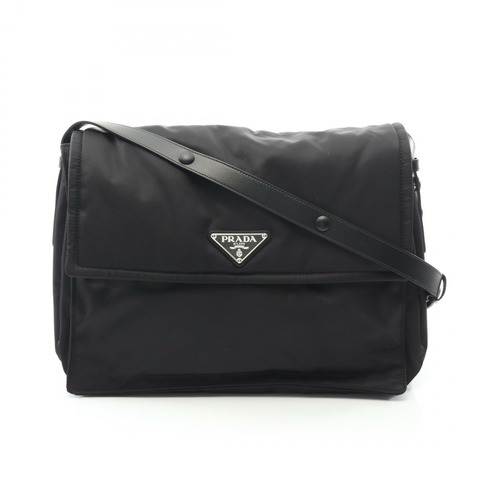 PRADA Re-Nylon 大號加墊肩斜背包 1BD256 尼龍皮革 黑色