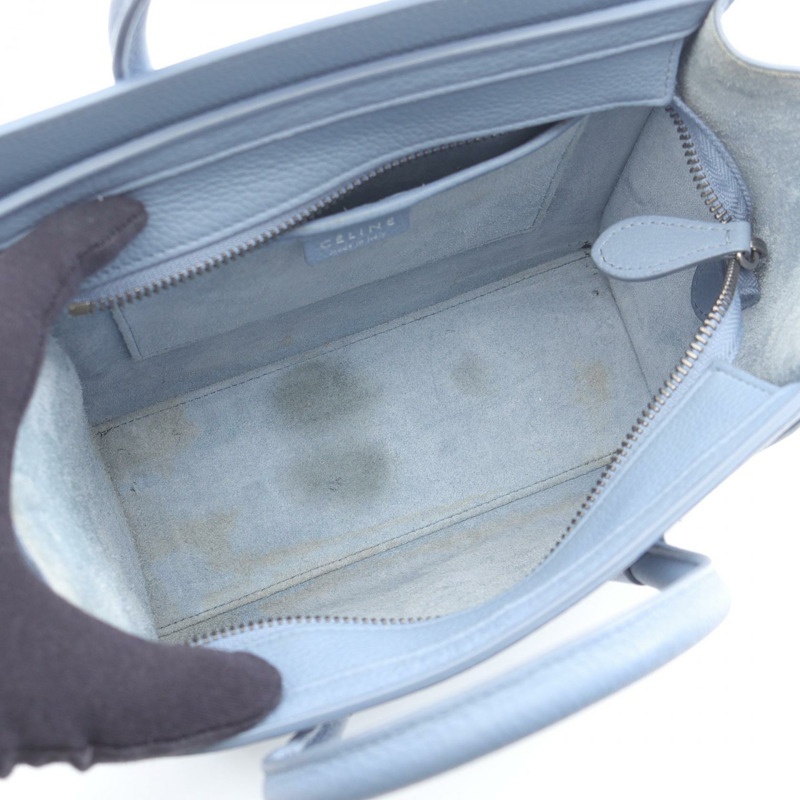 CELINE Luggage Nano Shopper 單肩斜背手提包，皮革材質，藍色，二手女款-2