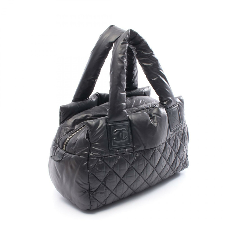 香奈兒 Cococoon 手提包 A48619 尼龍皮革 黑色 二手 女士 SHW-1