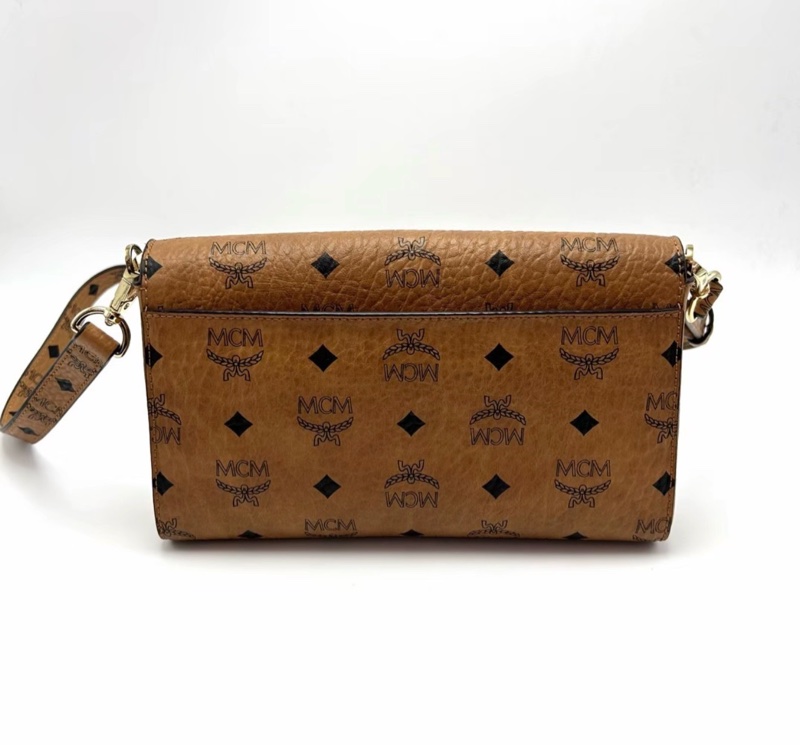 MCM 經典老花金扣肩背斜背鏈條包 23*14*5 98新-5