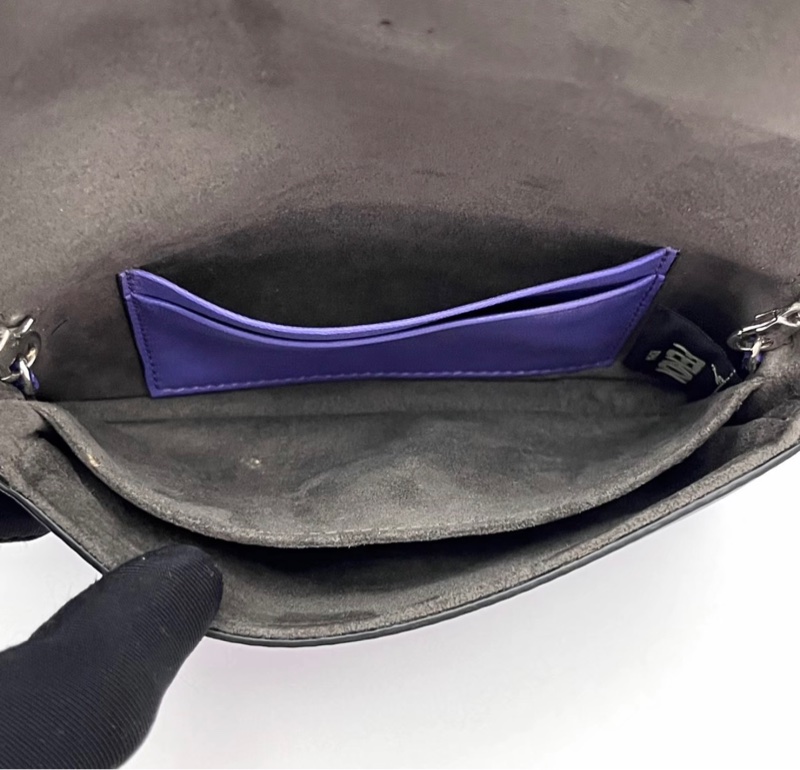 FENDI紫色小怪獸超mini肩背斜背包15*8*2.5 98新配件塵袋-1