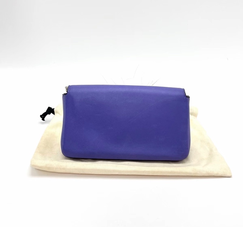 FENDI紫色小怪獸超mini肩背斜背包15*8*2.5 98新配件塵袋-5