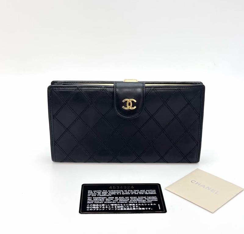 CHANEL黑金中古外縫線長款錢包 17.5*10*2 98新配件保卡塵袋-0