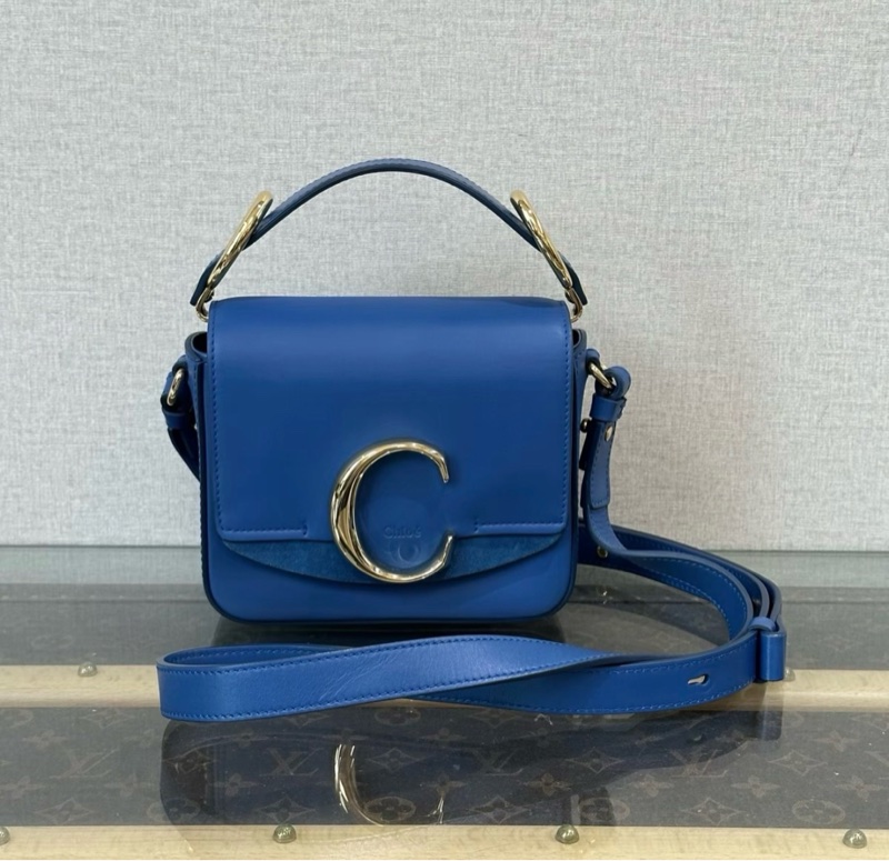 CHIOE 藍金C bag手提肩背斜背包 16*14*5 98新配件塵袋-0