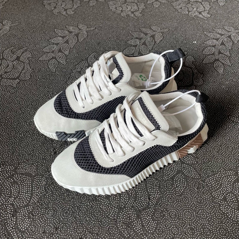 愛馬仕黑灰編制運動鞋36碼 成色新磨損小-0