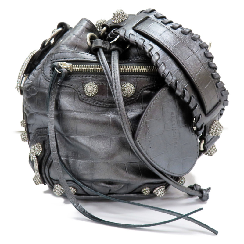 銀灰色 牛皮 Le Cagole XS 水桶包 肩背包【BALENCIAGA 巴黎世家】 702431-0