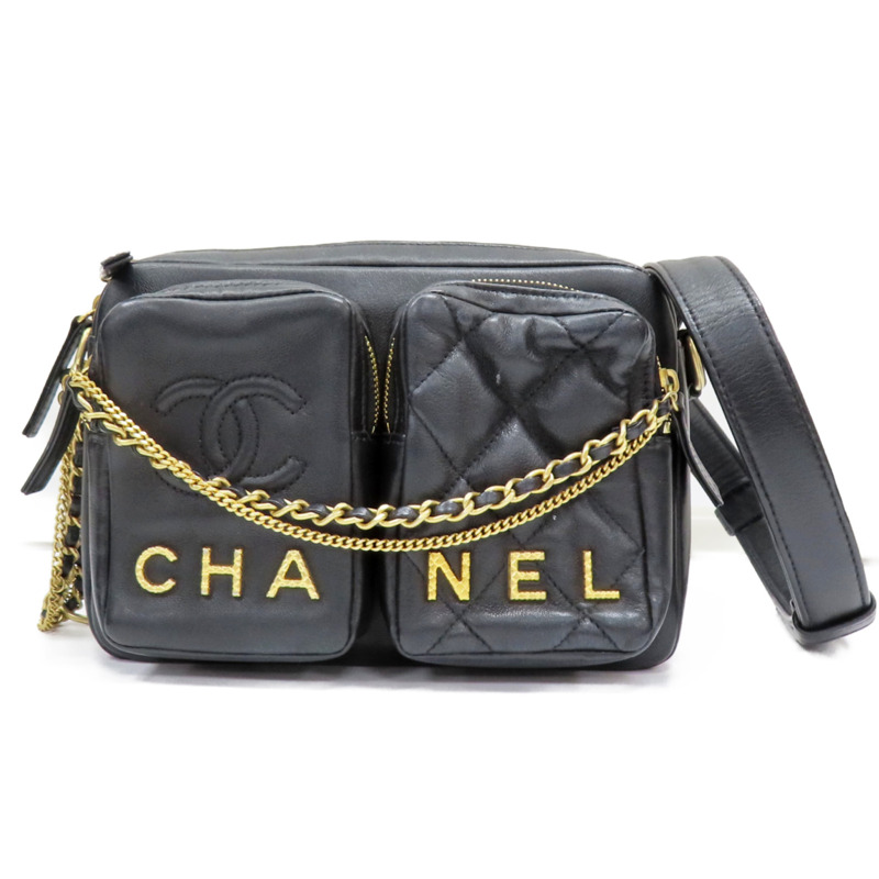 黑色 菱格紋羊皮 肩背包 金扣【CHANEL 香奈兒】 AS2923-0