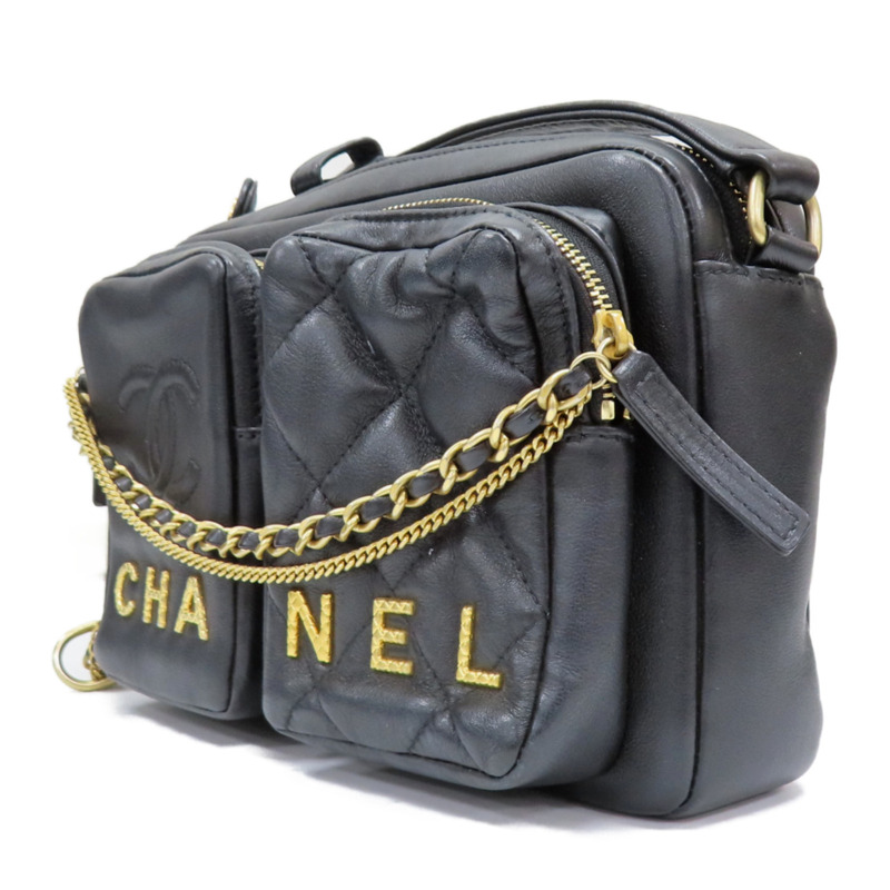 黑色 菱格紋羊皮 肩背包 金扣【CHANEL 香奈兒】 AS2923-2