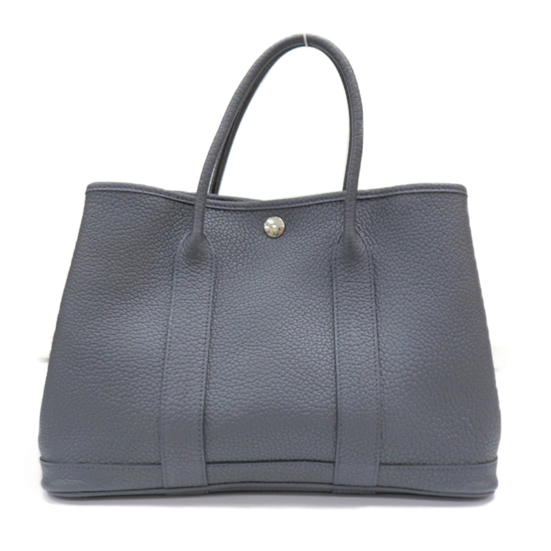 石板灰 Negonda牛皮 Garden Party 30 手提包 銀扣 □R刻【HERMES 愛馬仕】-0