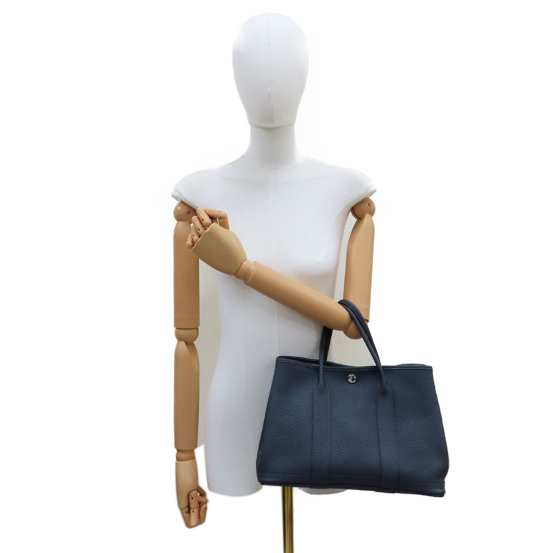 石板灰 Negonda牛皮 Garden Party 30 手提包 銀扣 □R刻【HERMES 愛馬仕】-10