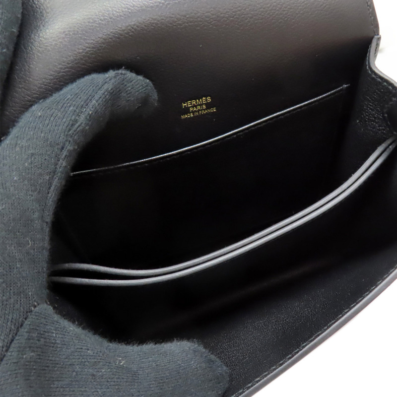 黑色 Evercolor牛皮 Mini Roulis 肩背包 銀扣 U刻【HERMES 愛馬仕】-4