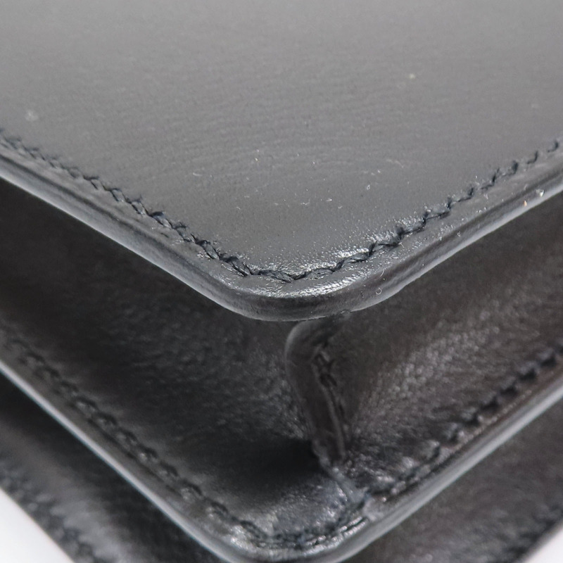 黑色 Evercolor牛皮 Mini Roulis 肩背包 銀扣 U刻【HERMES 愛馬仕】-10