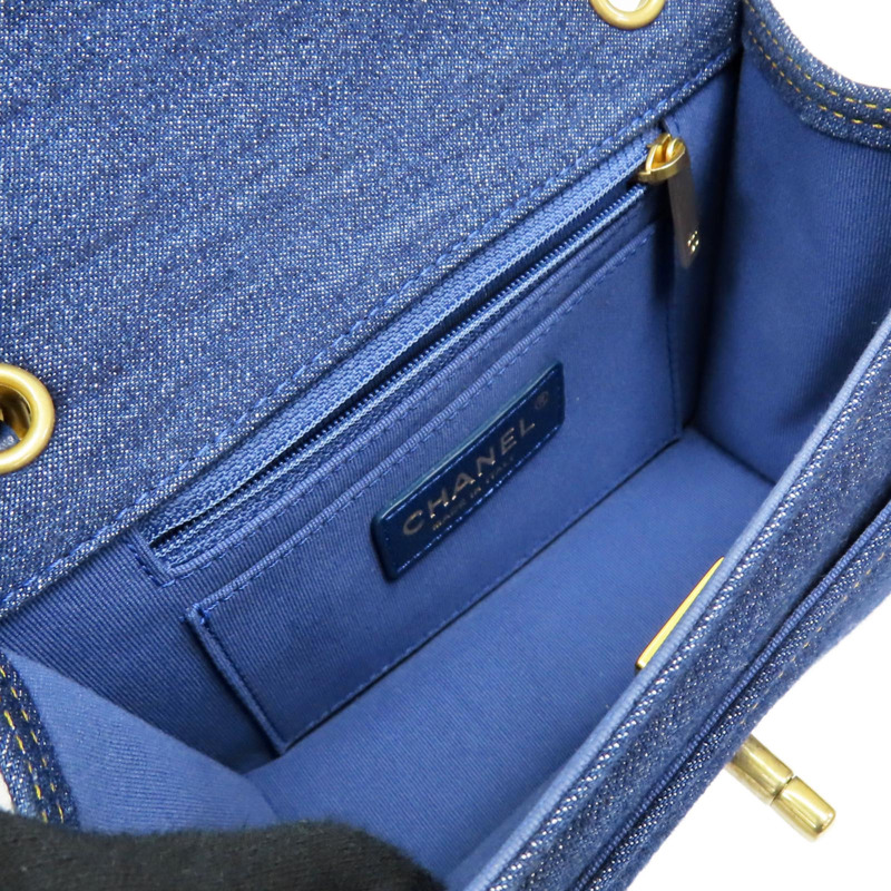 藍色 丹寧布 鍊帶 肩背包 金扣【CHANEL 香奈兒】 AS4051-4
