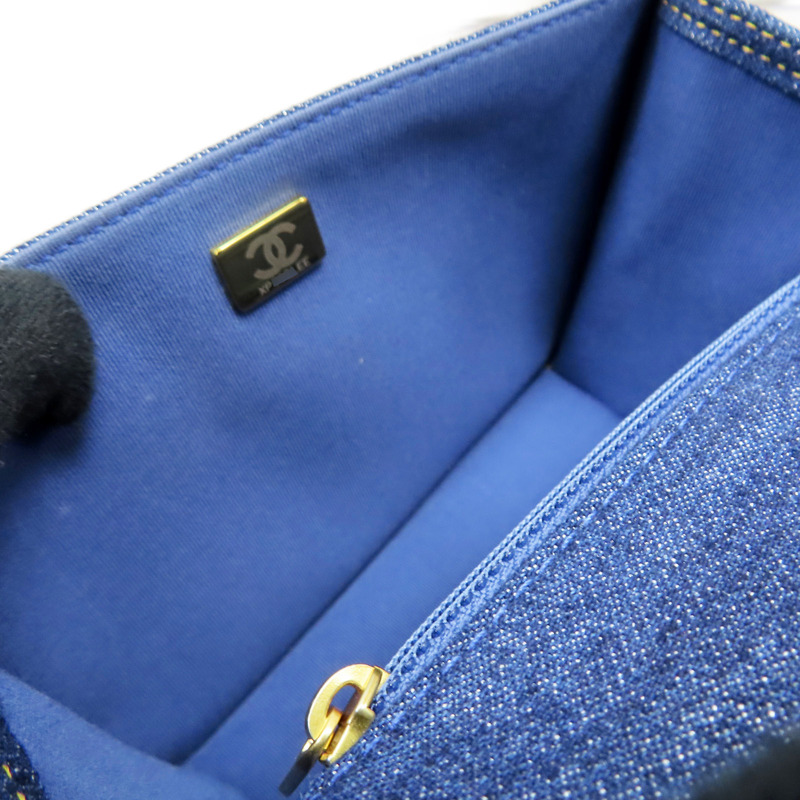 藍色 丹寧布 鍊帶 肩背包 金扣【CHANEL 香奈兒】 AS4051-5