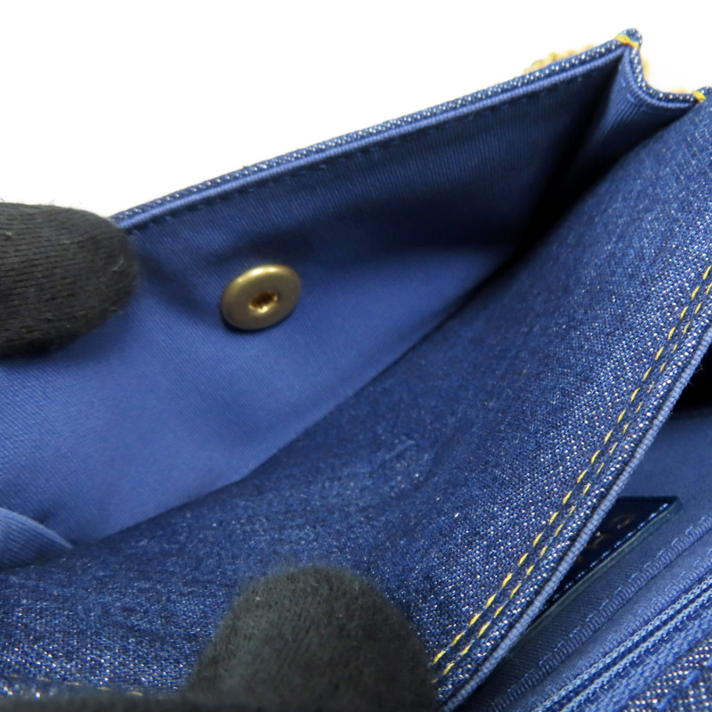 藍色 丹寧布 鍊帶 肩背包 金扣【CHANEL 香奈兒】 AS4051-6