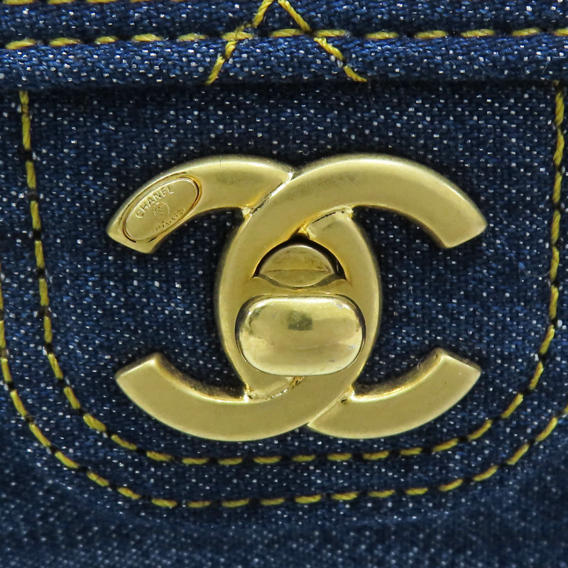 藍色 丹寧布 鍊帶 肩背包 金扣【CHANEL 香奈兒】 AS4051-7