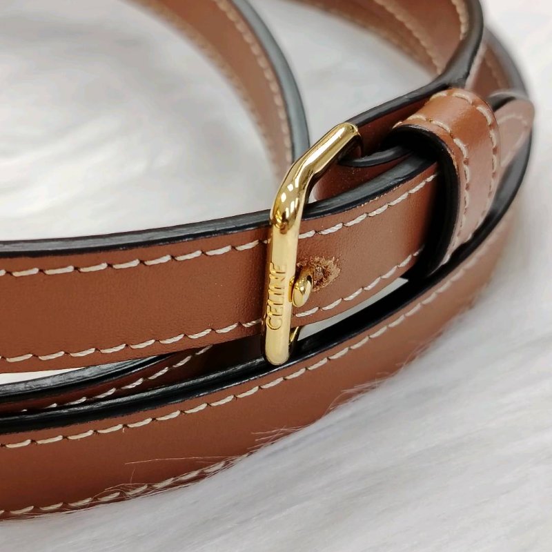 Celine 波士頓 黃褐色 老花 塗層帆布拼牛皮 小號-4