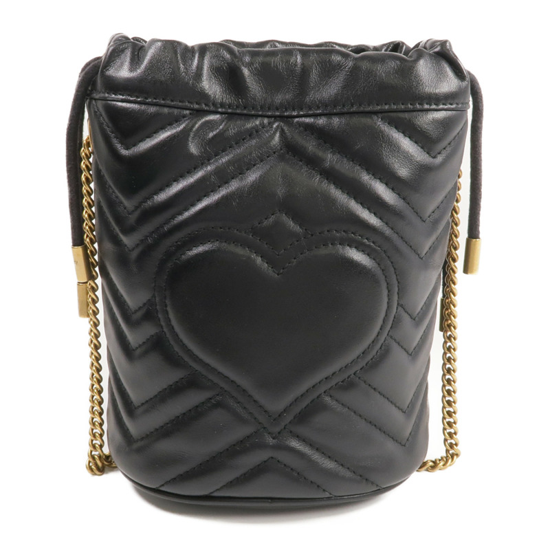 GUCCI 牛皮皮革GG Marmont Mini Bucket金扣鏈帶肩背袋-1