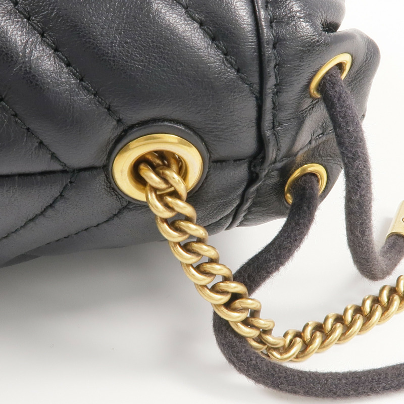GUCCI 牛皮皮革GG Marmont Mini Bucket金扣鏈帶肩背袋-9