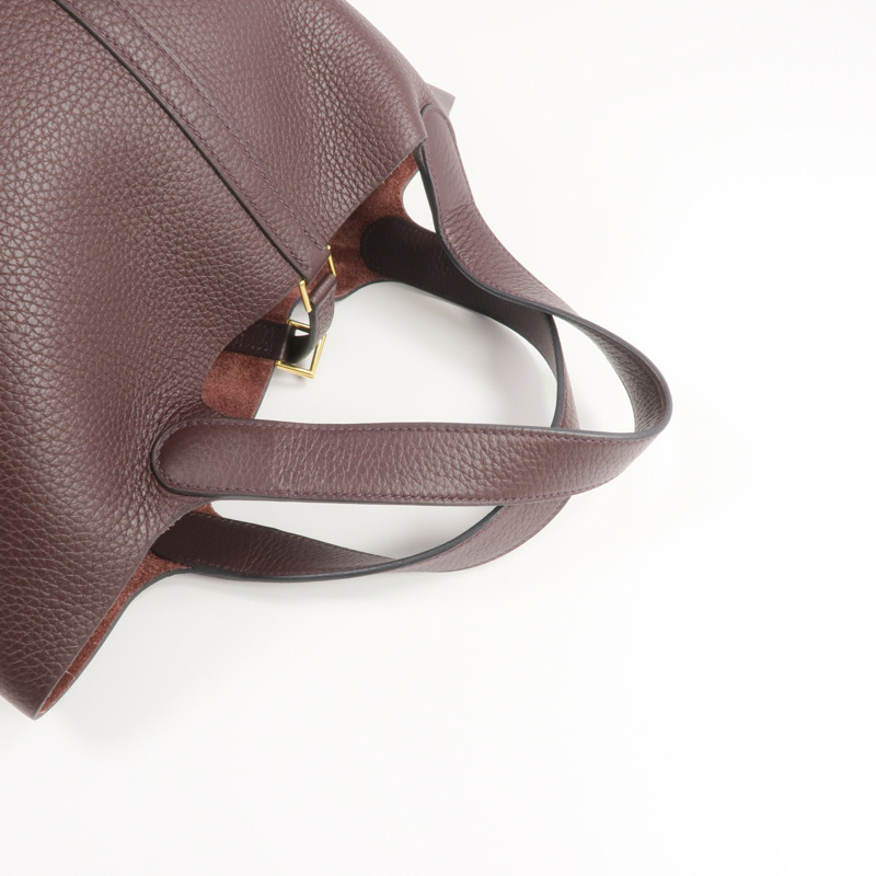 HERMES Clemence皮革Picotin MM金扣手挽袋Rouge Sellier-4