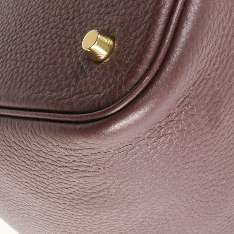 HERMES Clemence皮革Picotin MM金扣手挽袋Rouge Sellier-7