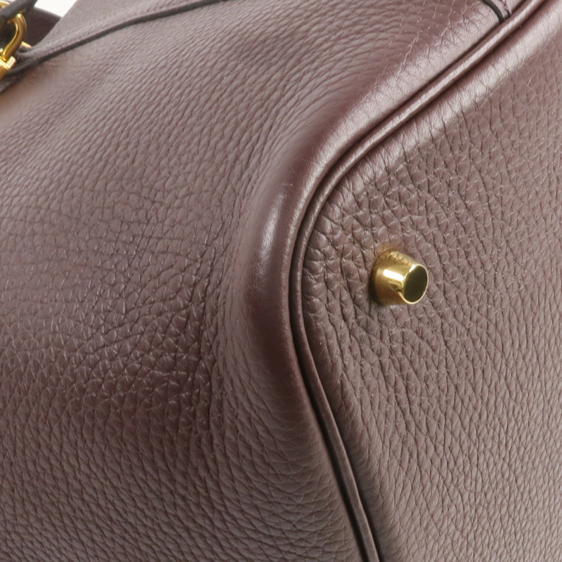 HERMES Clemence皮革Picotin MM金扣手挽袋Rouge Sellier-8