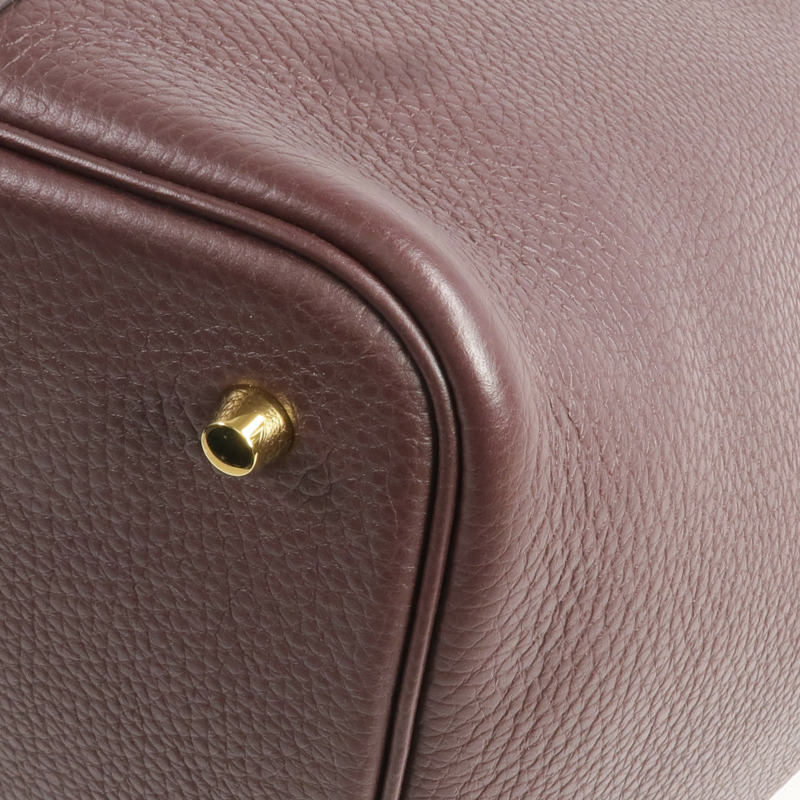 HERMES Clemence皮革Picotin MM金扣手挽袋Rouge Sellier-9