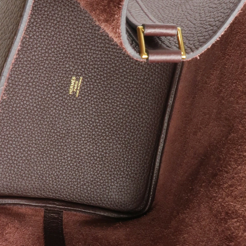 HERMES Clemence皮革Picotin MM金扣手挽袋Rouge Sellier-11