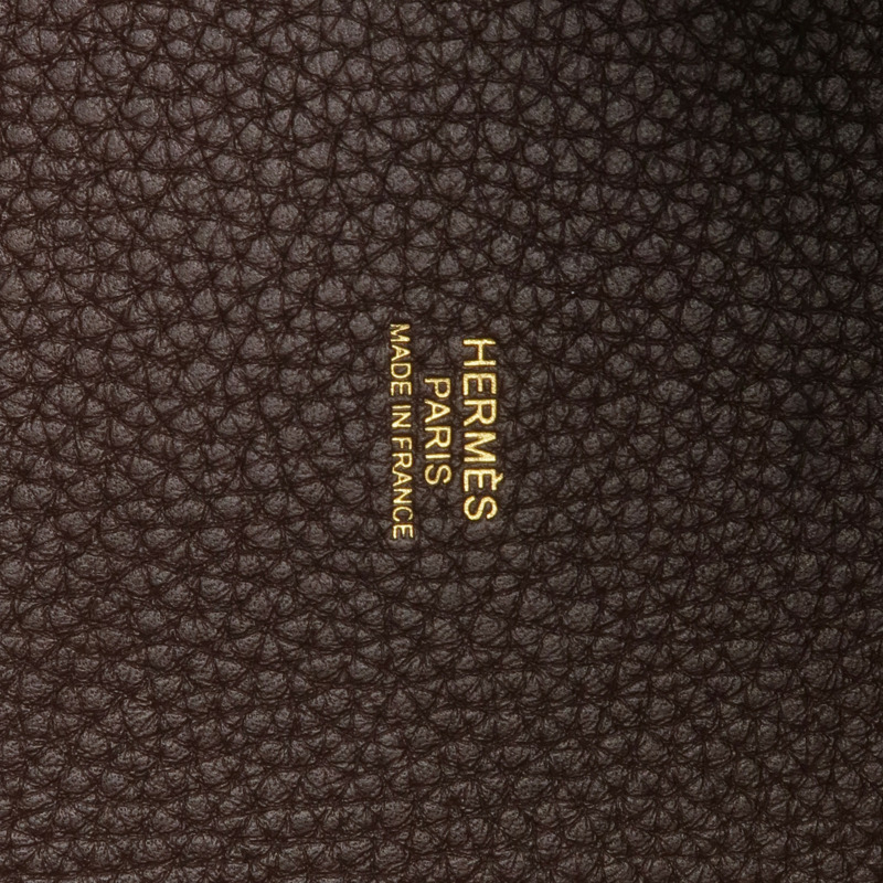 HERMES Clemence皮革Picotin MM金扣手挽袋Rouge Sellier-12