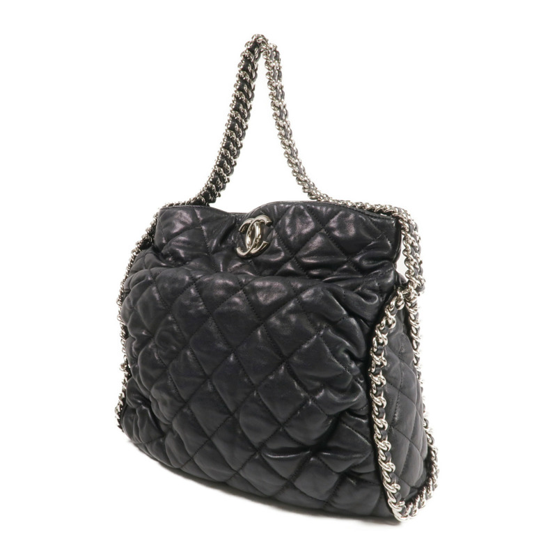 CHANEL 牛皮皮革Shoulder Bag銀扣鏈帶肩背袋-2