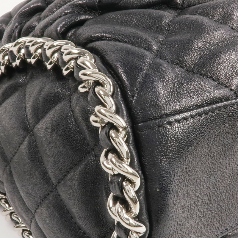 CHANEL 牛皮皮革Shoulder Bag銀扣鏈帶肩背袋-8