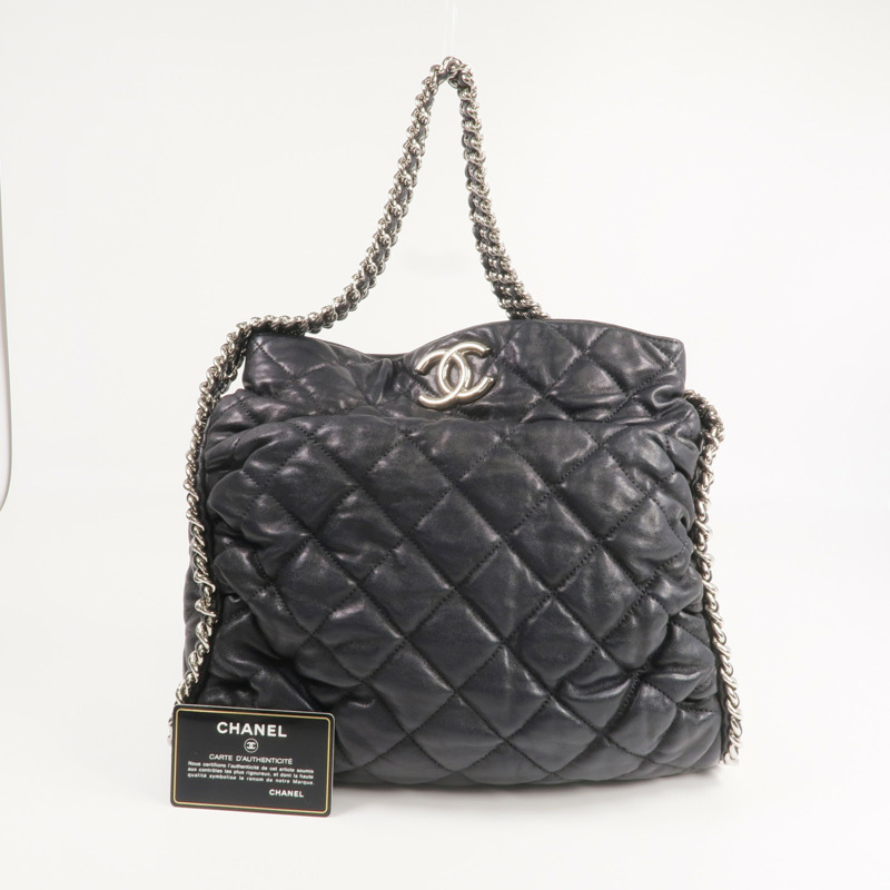 CHANEL 牛皮皮革Shoulder Bag銀扣鏈帶肩背袋-19