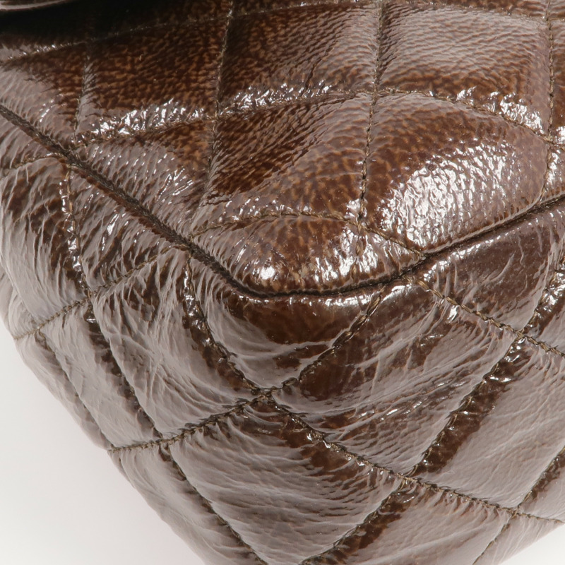 CHANEL 漆皮皮革Classic 25銀扣鏈帶肩背袋-6