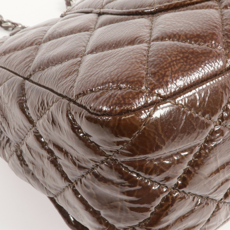 CHANEL 漆皮皮革Classic 25銀扣鏈帶肩背袋-8