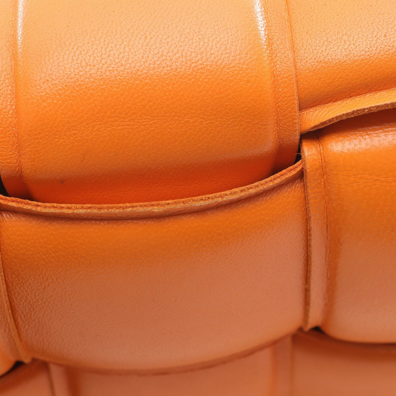 BOTTEGA VENETA 有襯墊 Cassette Intrecciato 單肩斜背包 皮革 橘色-5