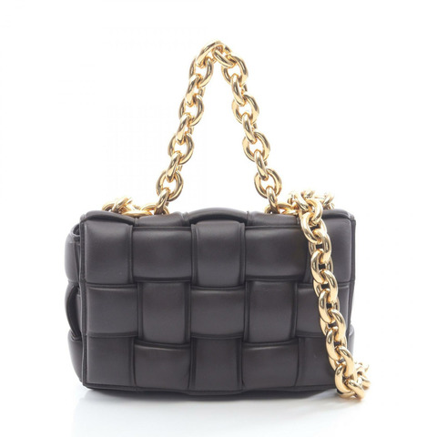 BOTTEGA VENETA 鏈條卡附單肩斜背包，棕色皮革，二手
