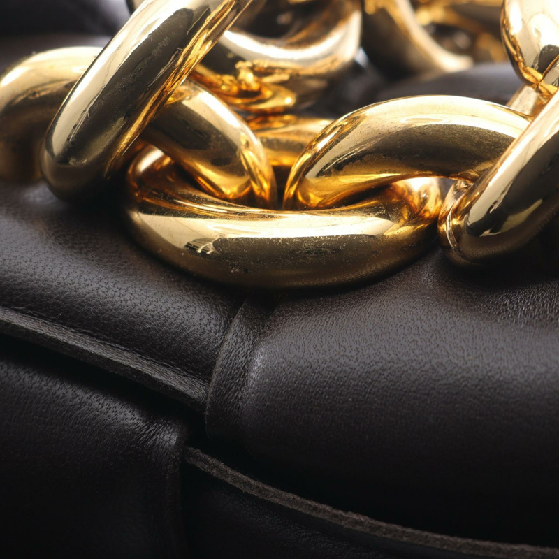 BOTTEGA VENETA 鏈條卡附單肩斜背包，棕色皮革，二手-8