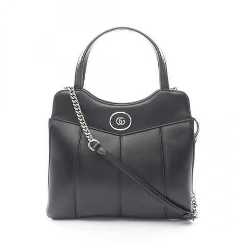 GUCCI Petit GG 鏈條單肩斜背包 745911 黑色皮革 二手 女士