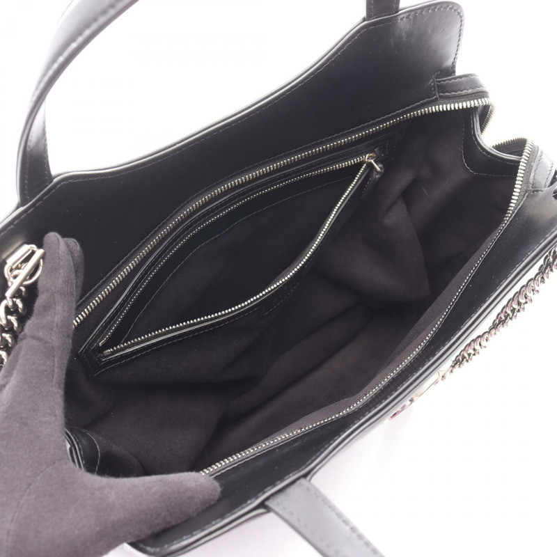 GUCCI Petit GG 鏈條單肩斜背包 745911 黑色皮革 二手 女士-2