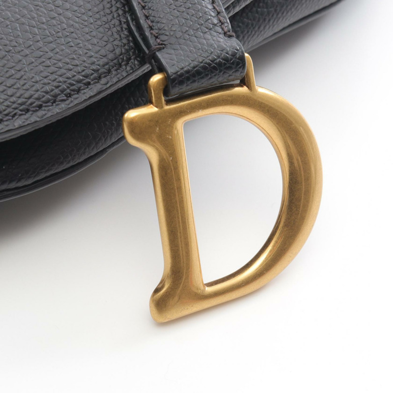 Christian Dior Saddle 手提單肩包迷你皮革黑色二手女款-5