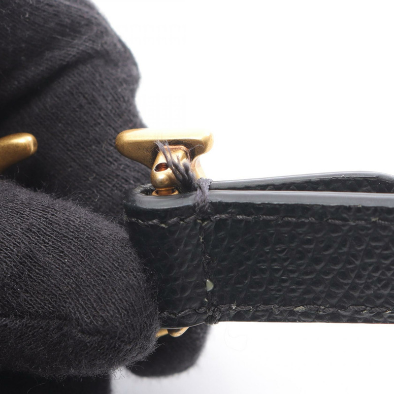 Christian Dior Saddle 手提單肩包迷你皮革黑色二手女款-6