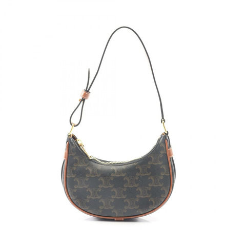 CELINE AVA Mini Ava Triomphe 手提包 10I60 2DS1 帆布皮革 黑色 棕色 二手