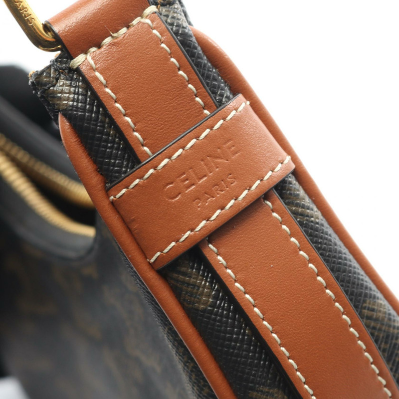 CELINE AVA Mini Ava Triomphe 手提包 10I60 2DS1 帆布皮革 黑色 棕色 二手-3